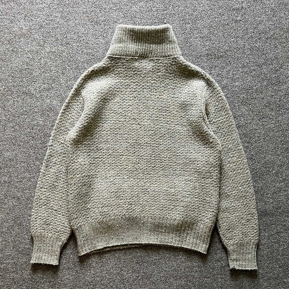 Vintage LL Bean 100% Wool Zip Up Cardigan Knit Sweater Beige Women M Made In USA - Picture 6 of 12